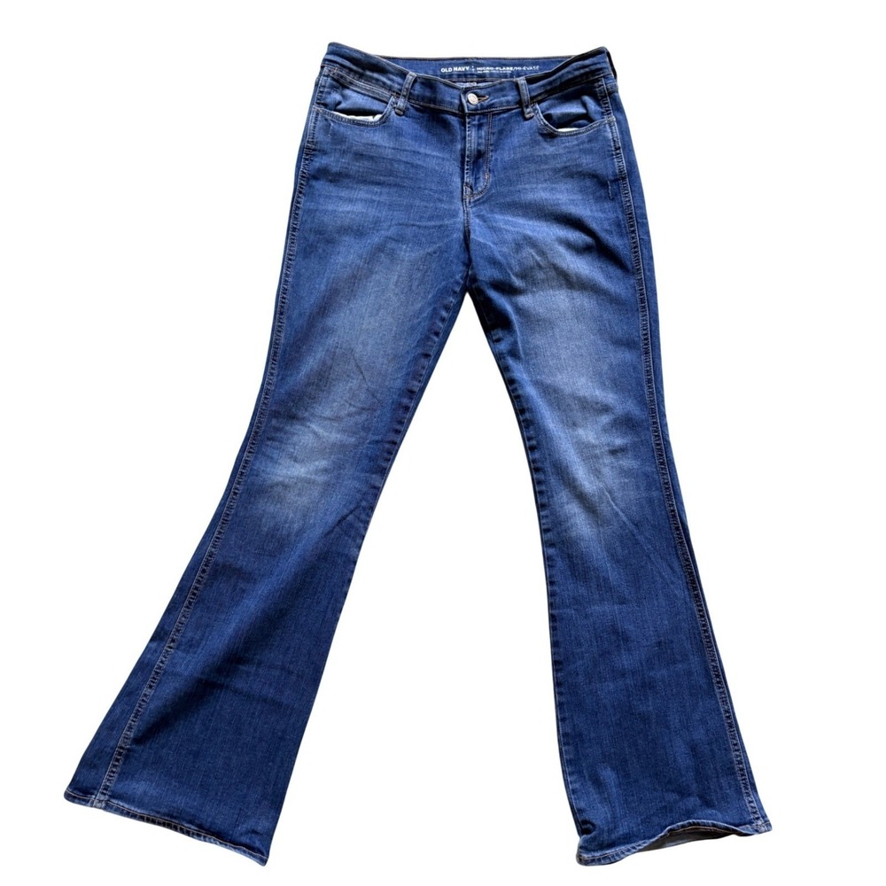 Old Navy Micro-Flare Jeans Womens 8 Regular Blue Mid-Rise Stretch Denim Pants‎